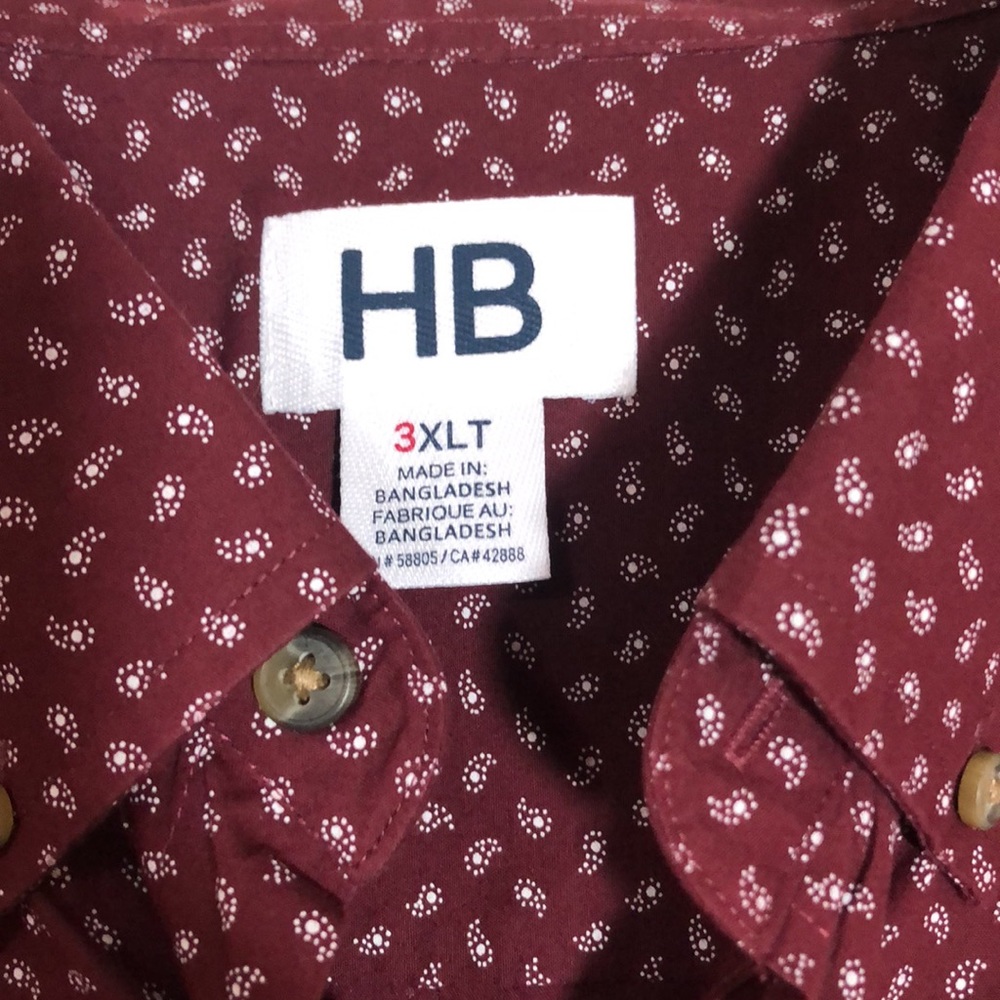 HB long sleeve button down shirt 3XLT - Picture 2 of 5